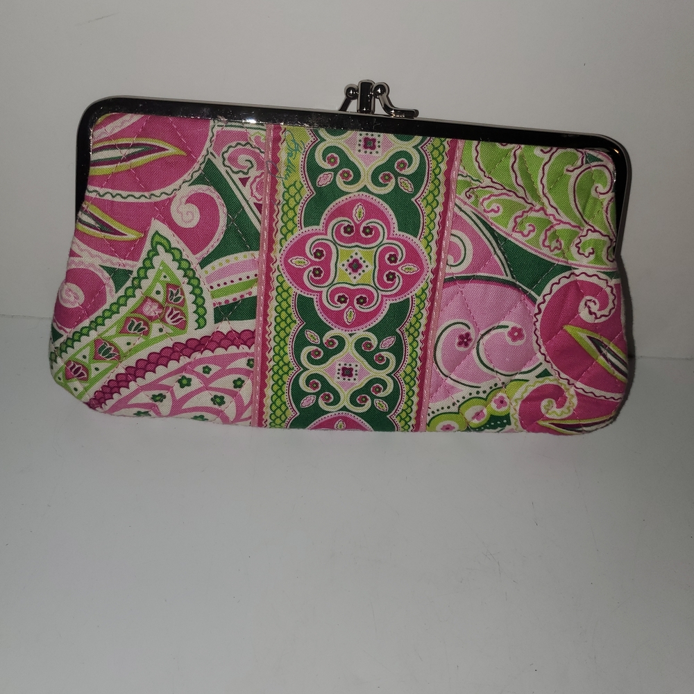 Vera Bradley Pink and Green Clutch